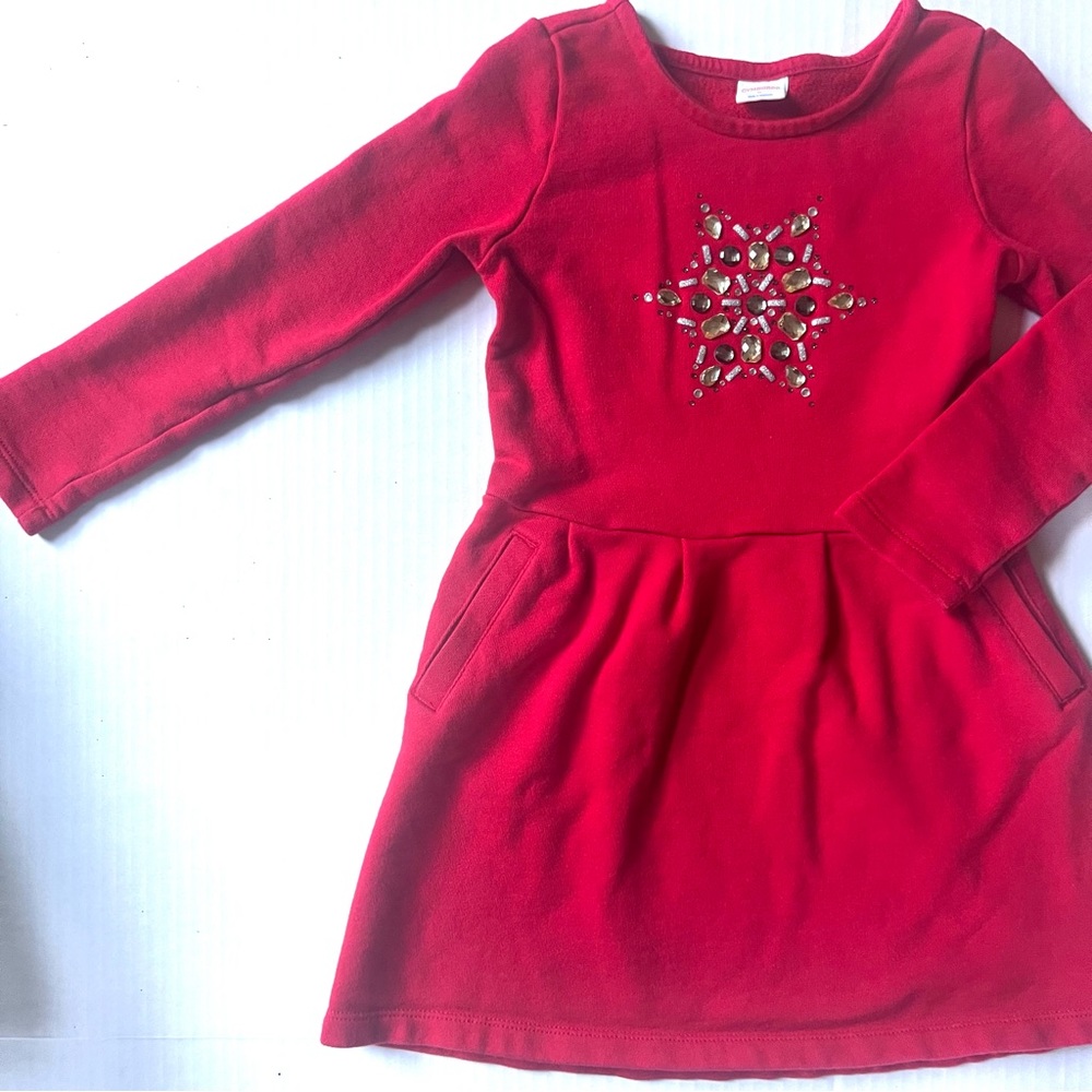 Red Holiday Dress Girls Sz 6 Rhinestone Snowflake Winter Dress by Gymboree